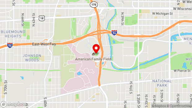 Google Map of 1 Brewers Way, Milwaukee, WI 53214